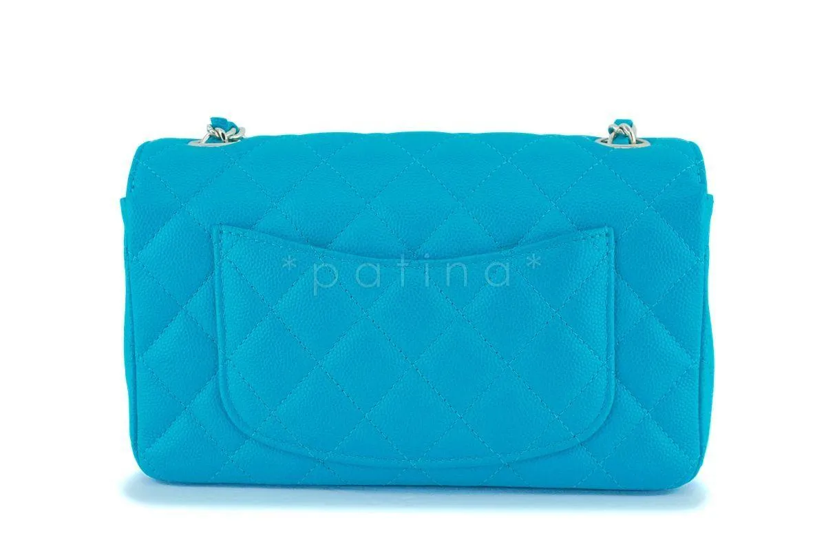 17C Chanel Turquoise Green-Blue Caviar Rectangular Mini Classic Flap Bag GHW