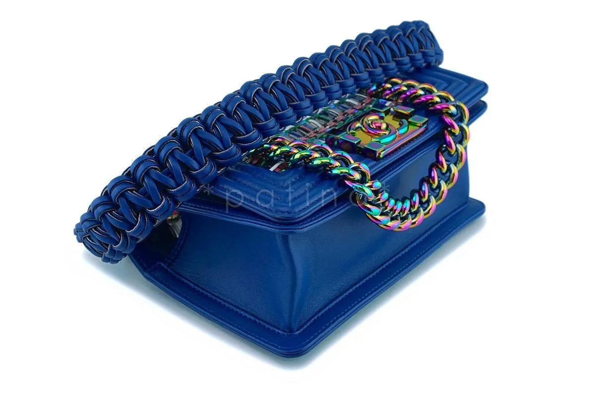 17S Chanel Blue Rainbow Cable Small Boy Iridescent Mermaid Flap Bag