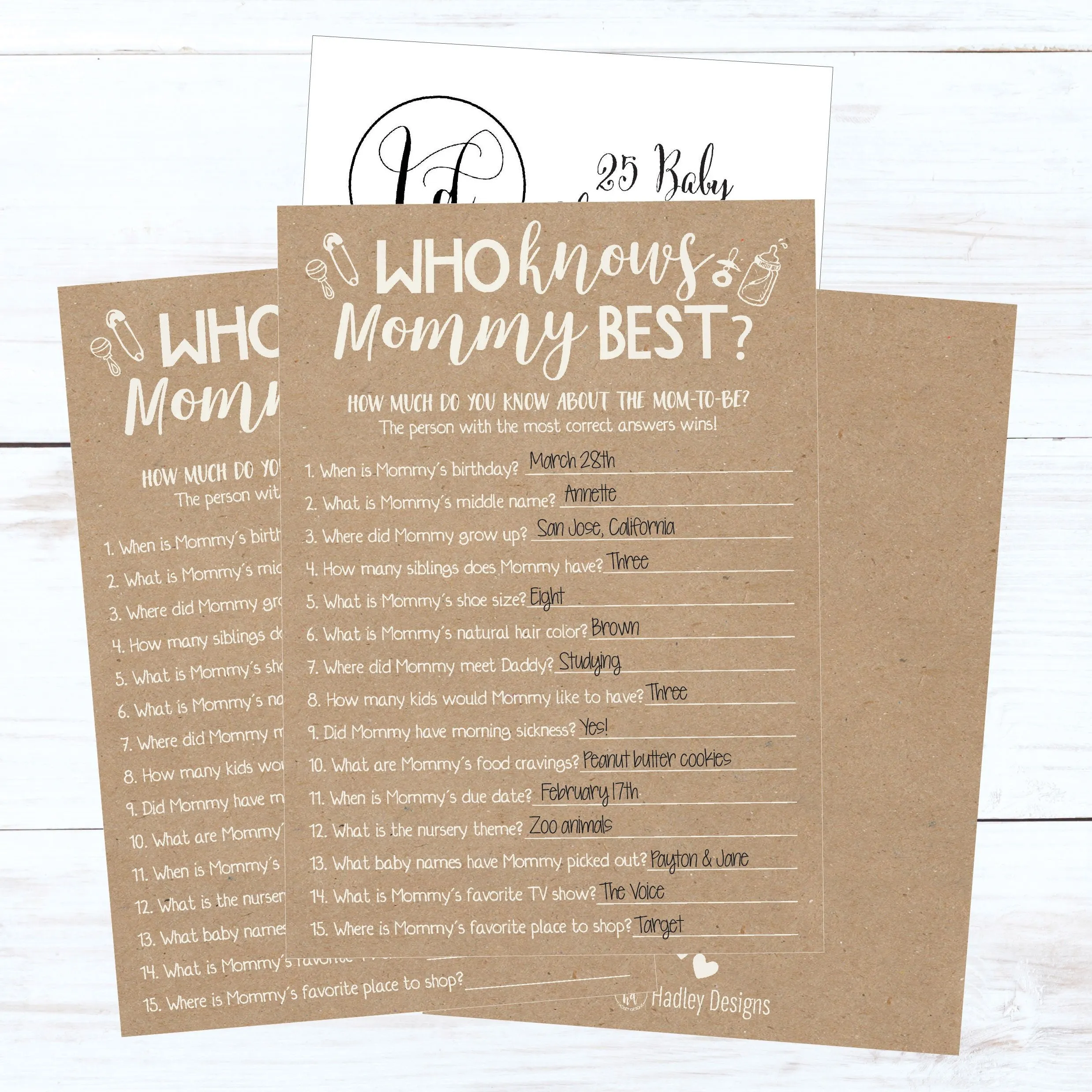 25 Rustic Kraft Baby Shower Game Ideas For Boys Girls Fun Party Activities Who Knows Mommy Best Gender Neutral Reveal New Parent Guessing Funny Questions Bundle Pack For Kids Mom, Dad and Coed Couples