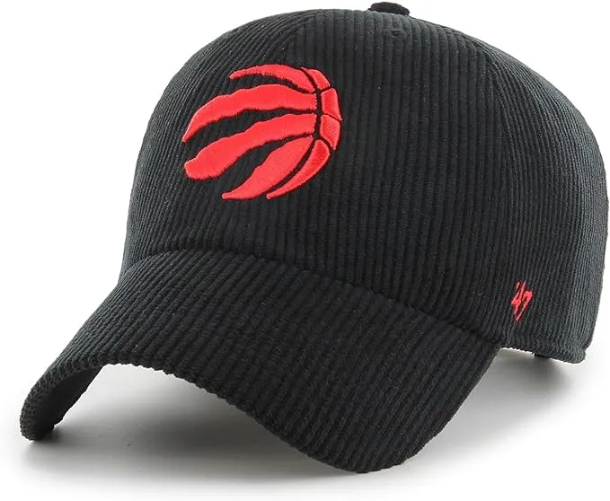 '47 Toronto Raptors Clean Up Black Thick Cord Adjustable Corduroy Hat