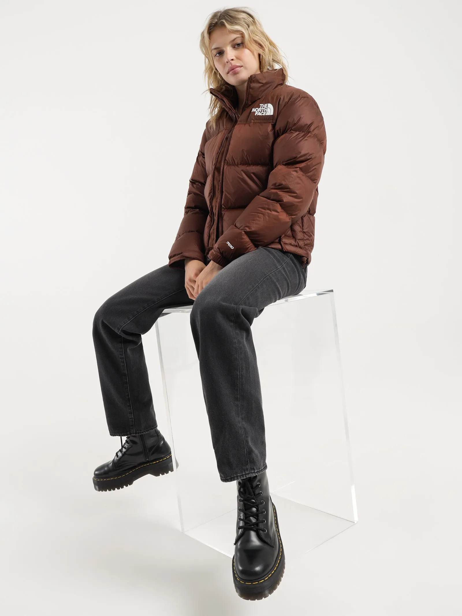 96 Retro Nuptse Puffer Jacket in Dark Oak Brown