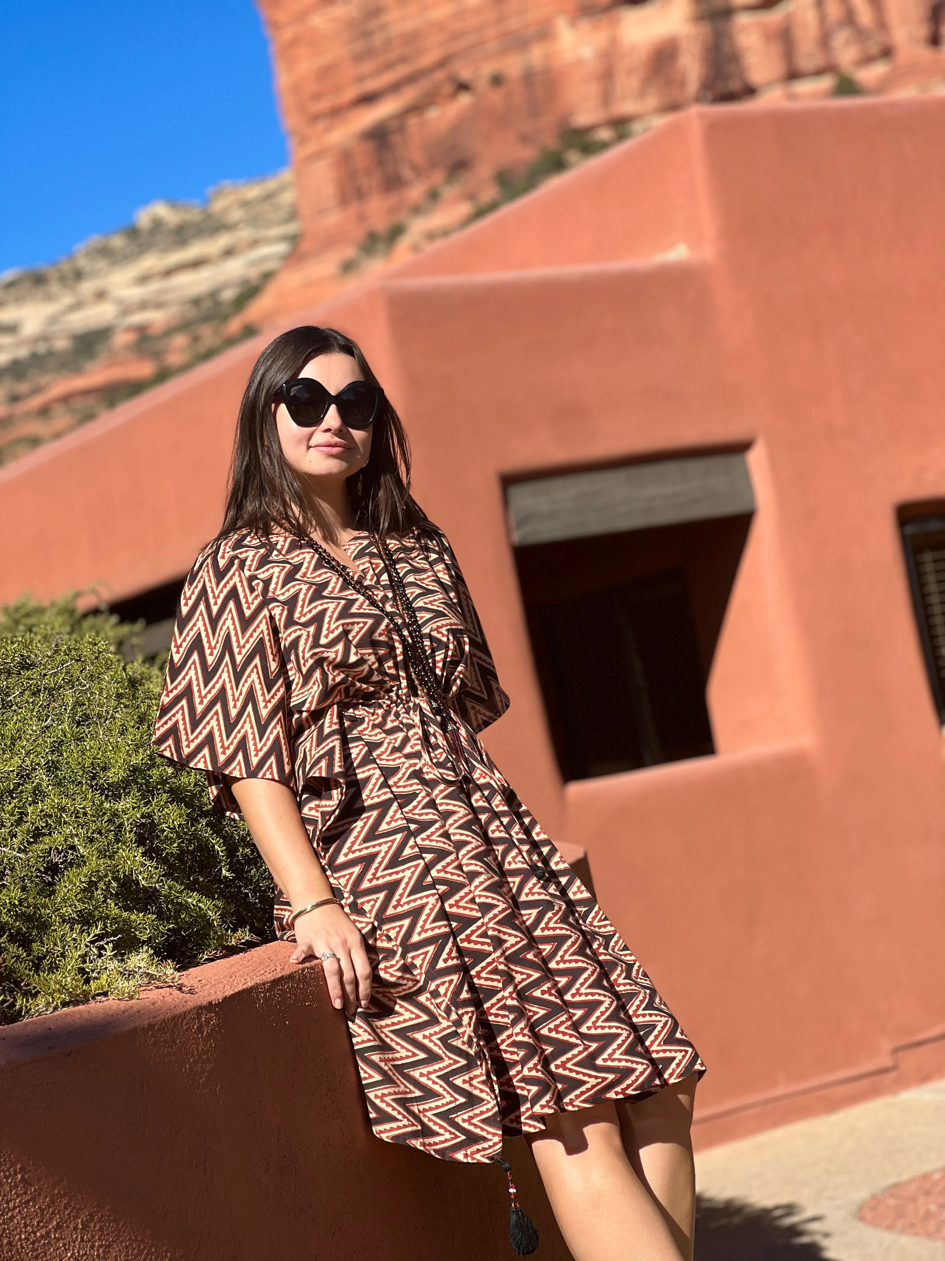 Ajmer Midi Cotton Kaftan Dress Final Sale
