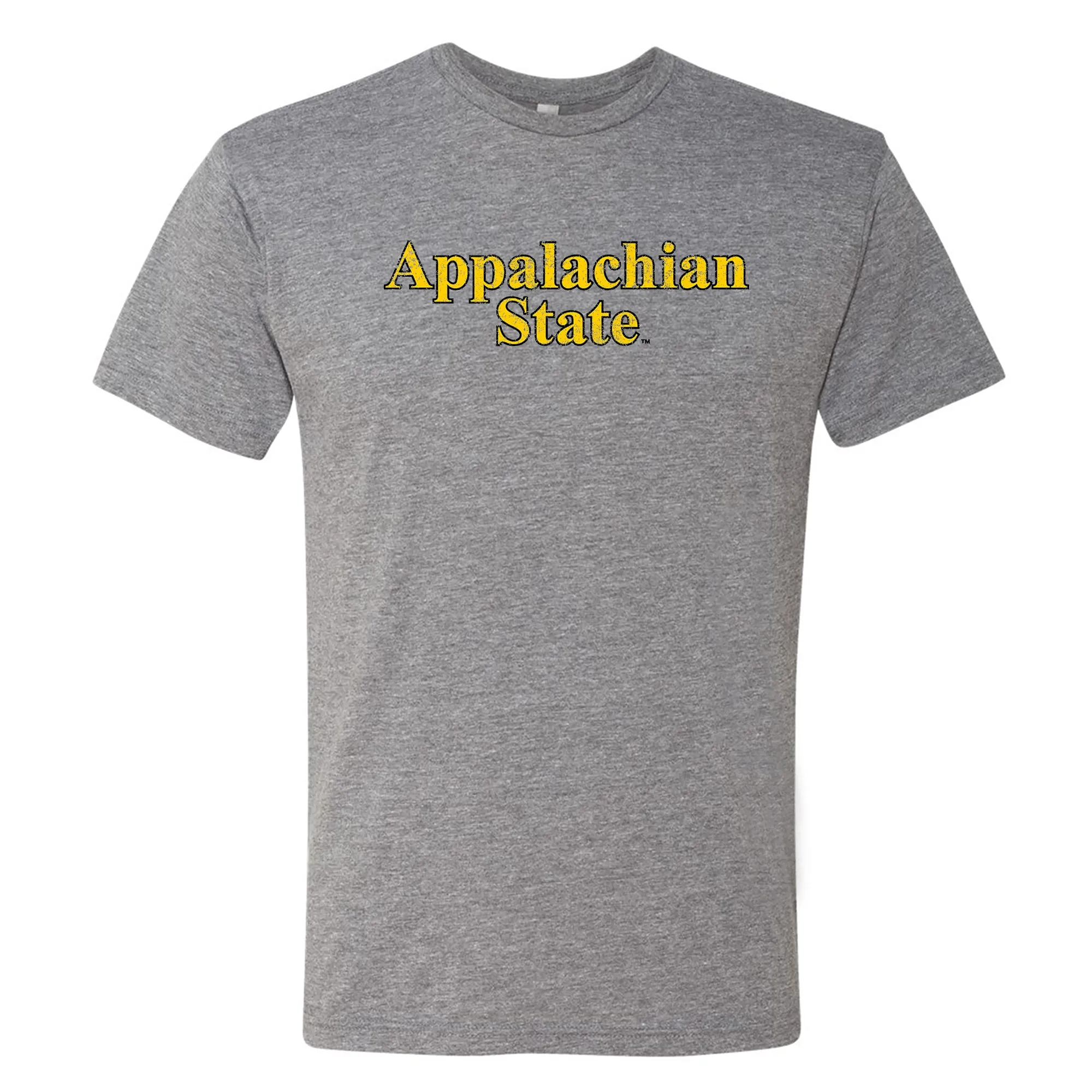 Appalachian State Distressed Wordmark NLA Triblend Short Sleeve T Shirt - Premium Heather