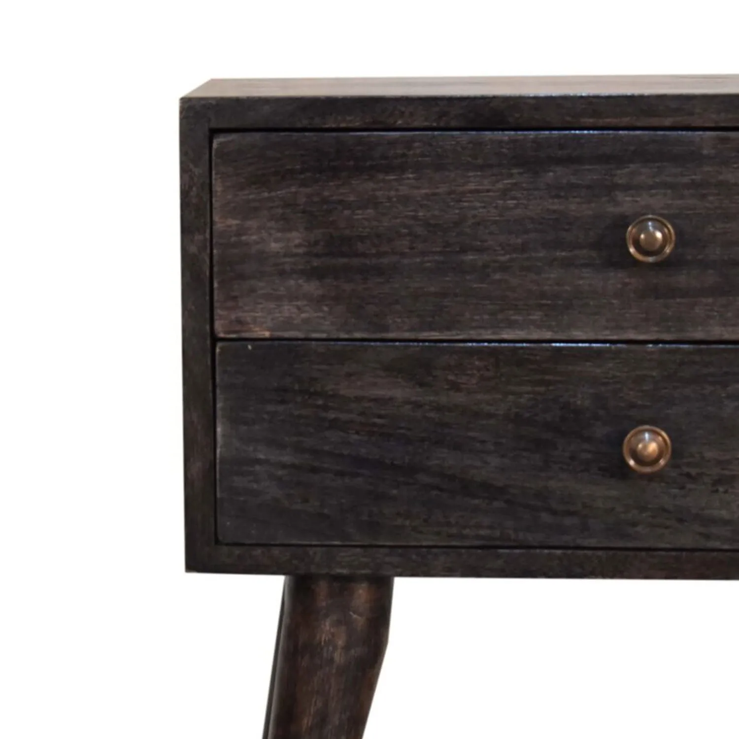 Ash 2 Drawers Black Bedside Table
