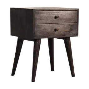 Ash 2 Drawers Black Bedside Table