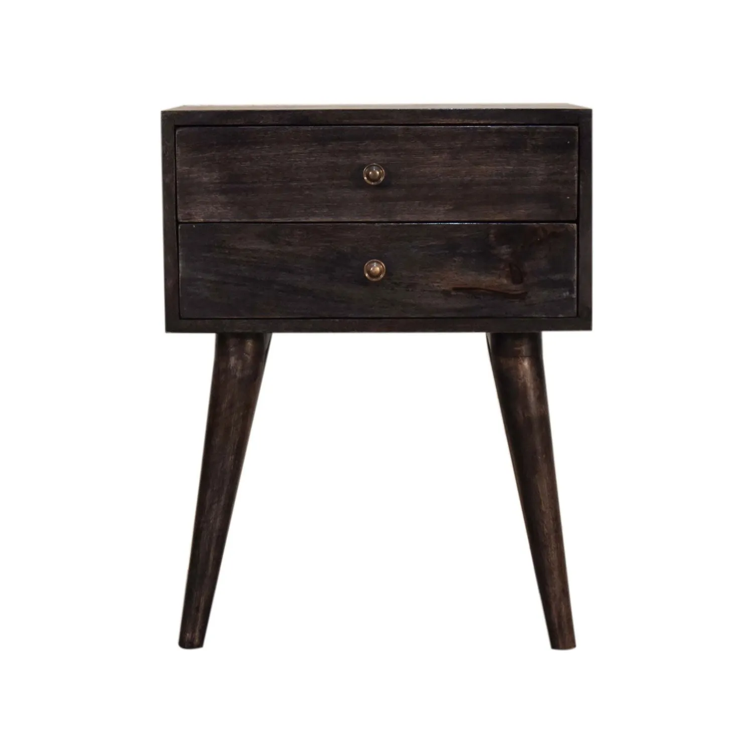 Ash 2 Drawers Black Bedside Table