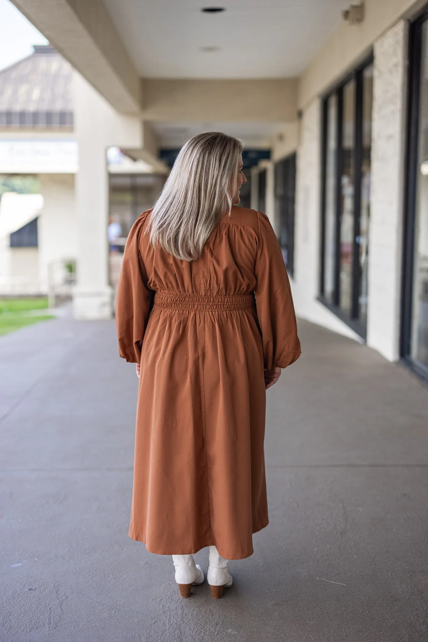 Autumn Love Toffee Midi Dress