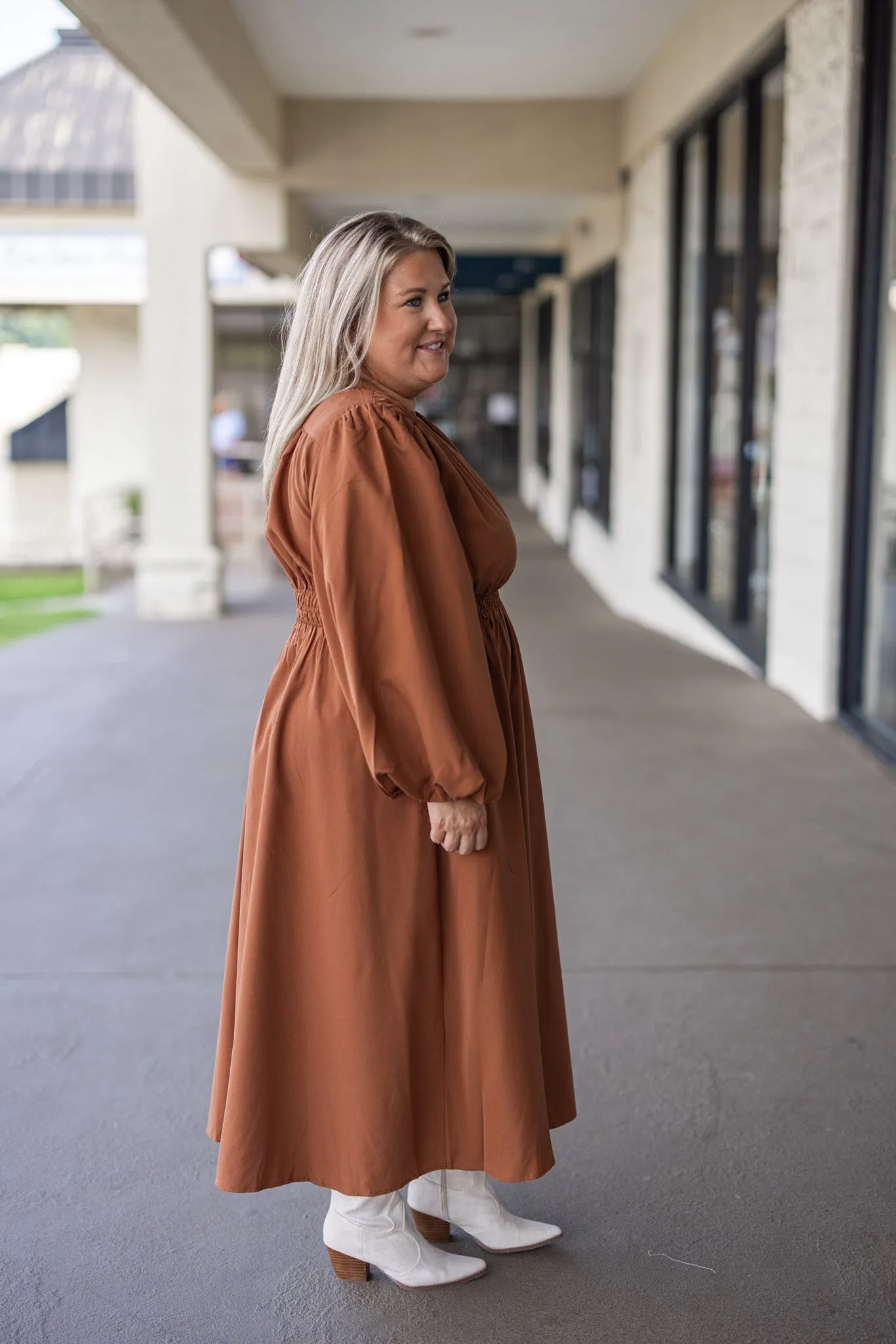 Autumn Love Toffee Midi Dress