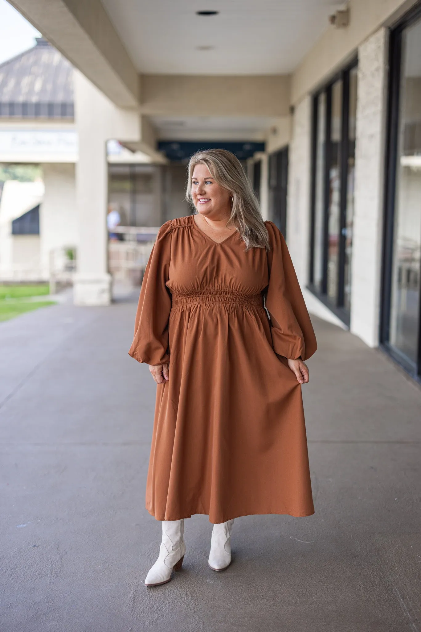 Autumn Love Toffee Midi Dress