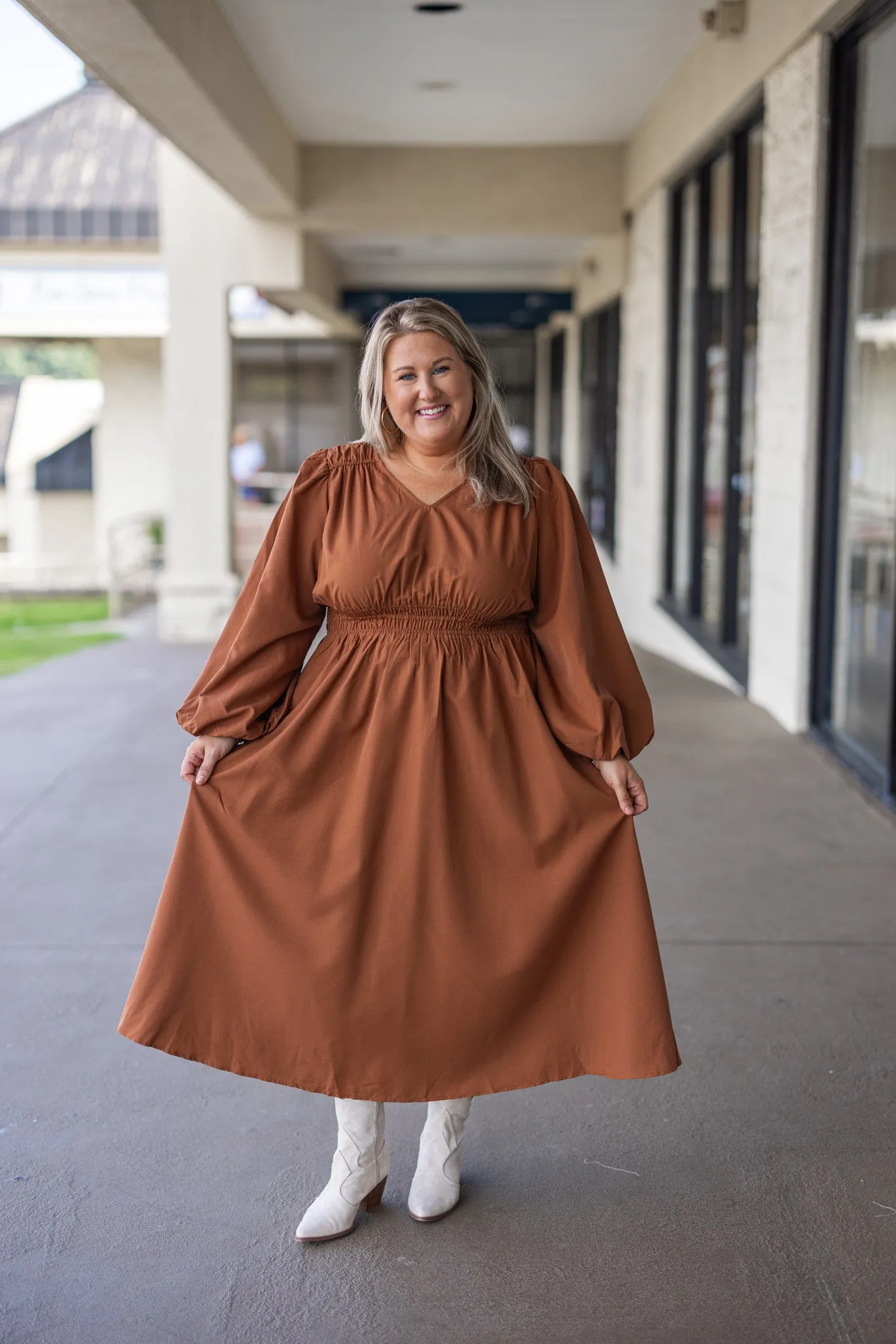 Autumn Love Toffee Midi Dress