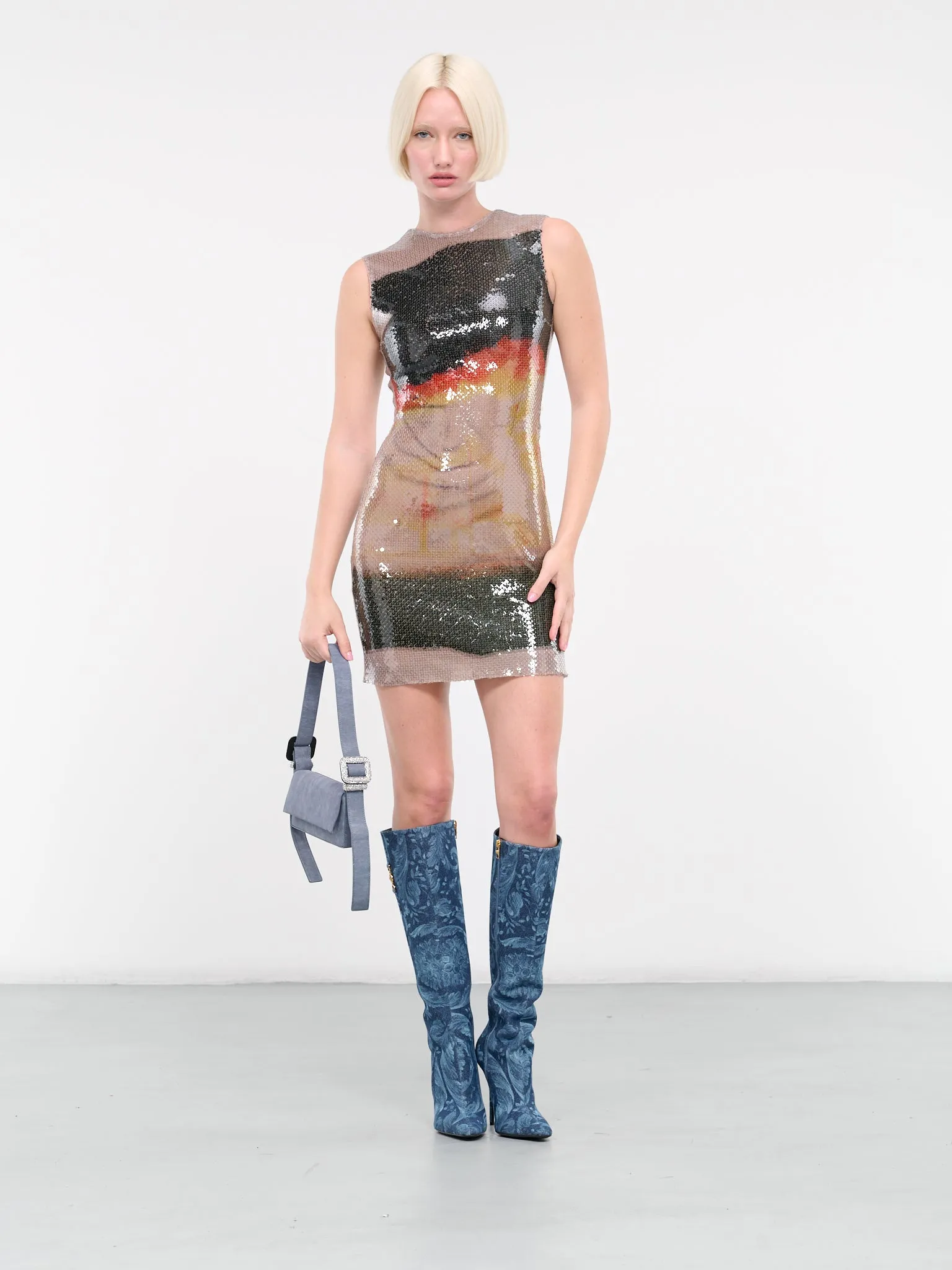 Aveo Mini Dress (D-369-AVEO-FIRE-PRINT-FOG)
