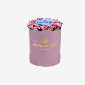 Basic Light Pink Suede Box | Pink Gold & Light Blue Mini Roses