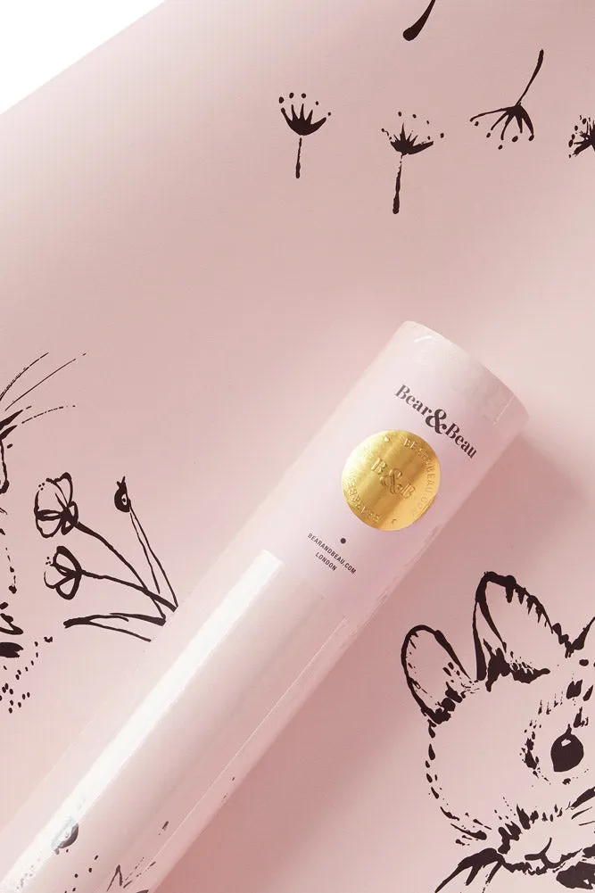 Bear & Beau Little Bunny Wallpaper In Pink