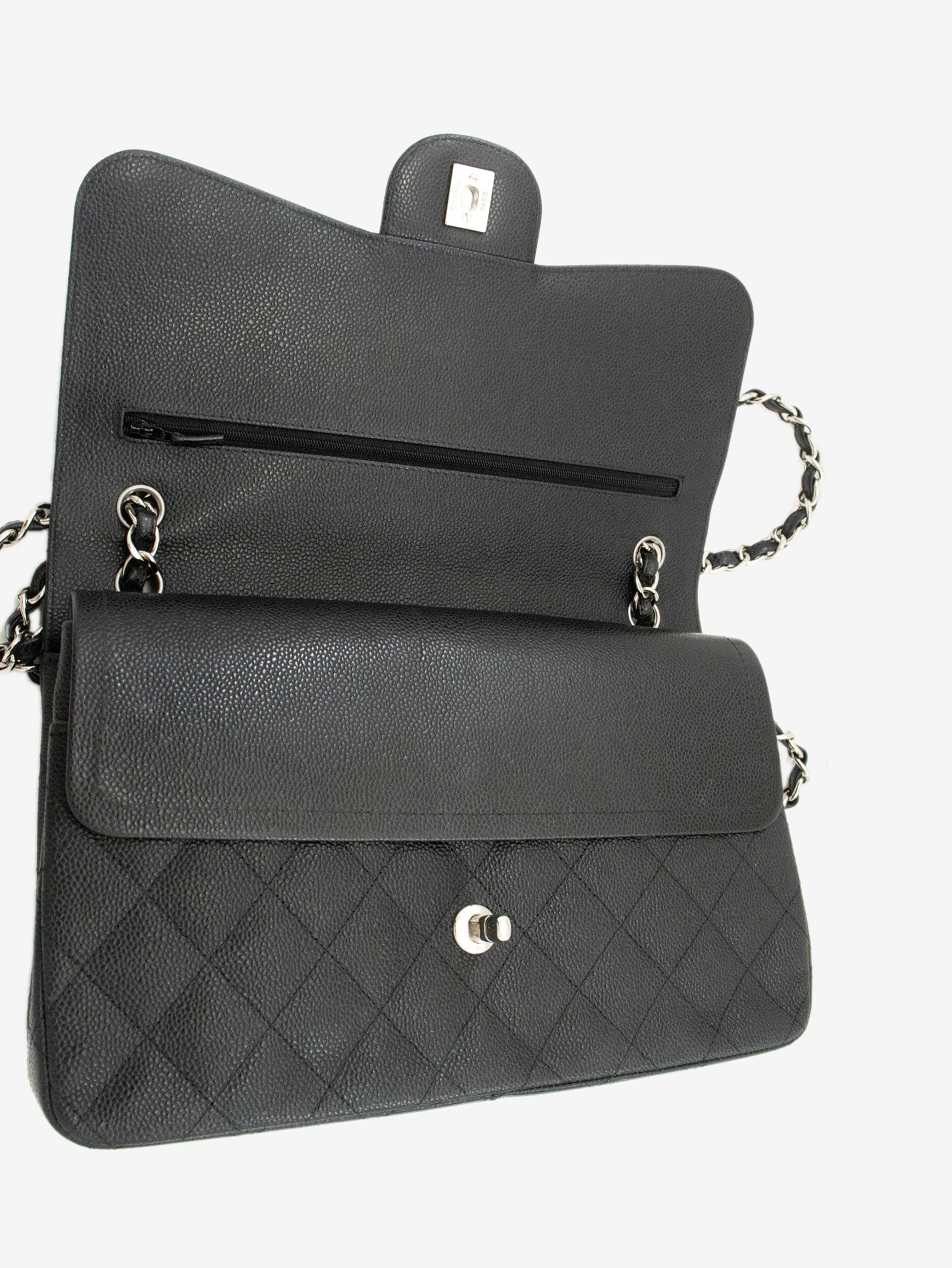 Black 2013 large caviar Classic Double Flap bag