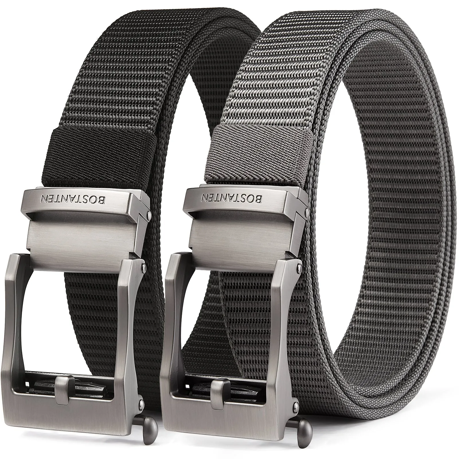 BOSTANTEN Men's Ratchet Dress Belts 2 Packs, Trim to Fit