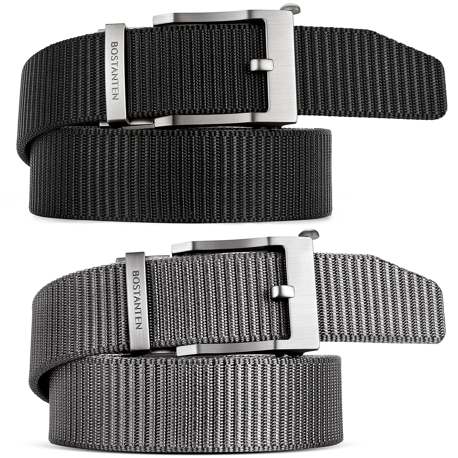 BOSTANTEN Men's Ratchet Dress Belts 2 Packs, Trim to Fit
