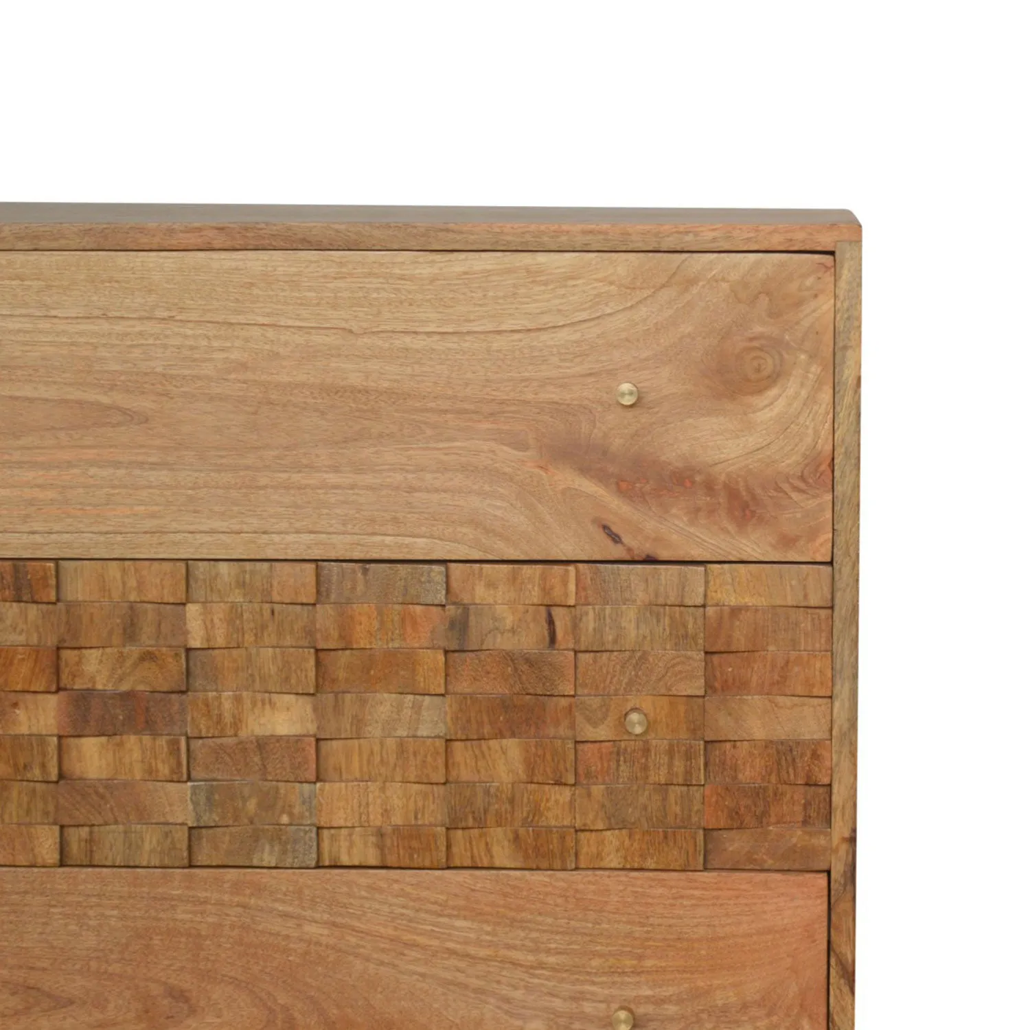 Bristol Oak Finish Carved 3 Chest Of Drawers