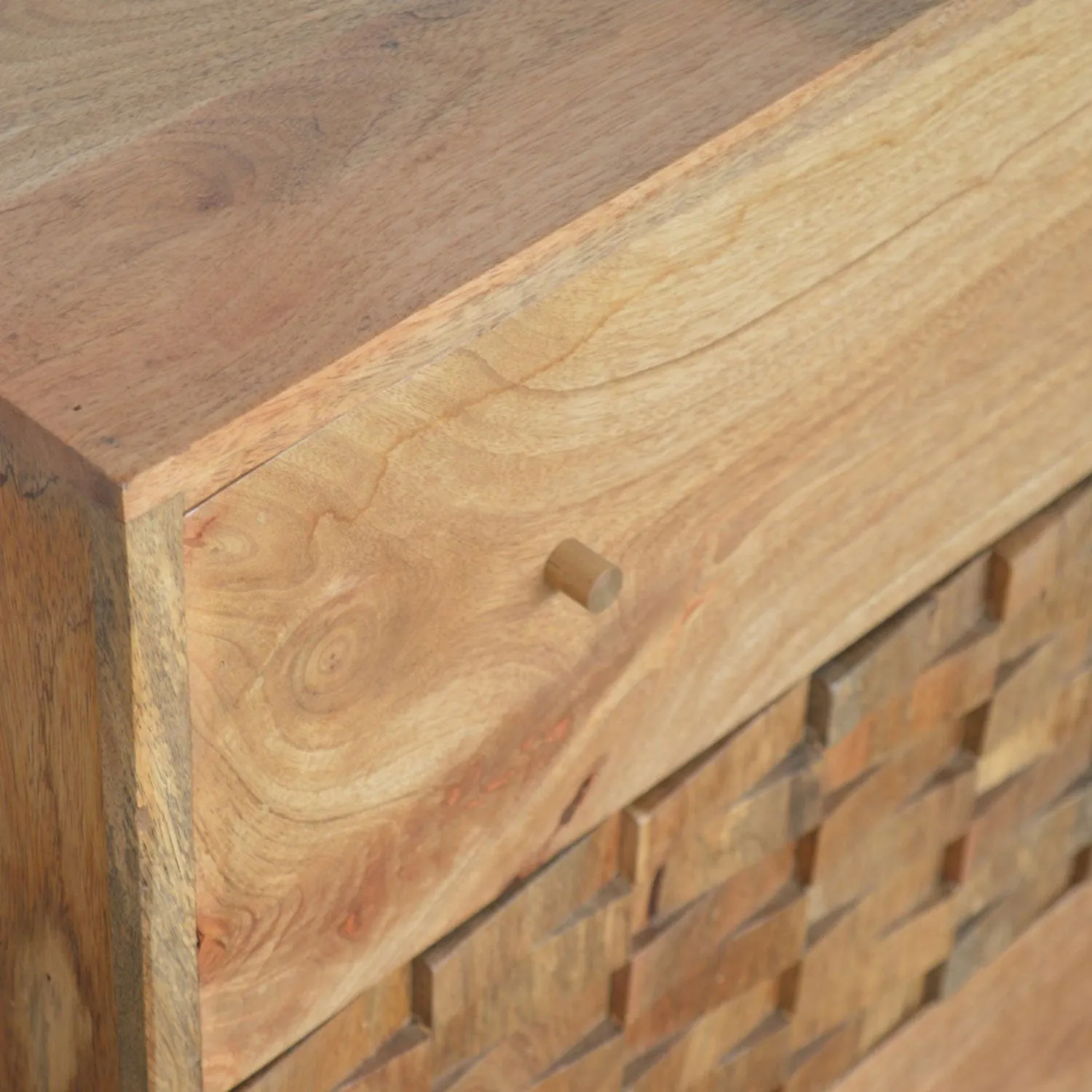Bristol Oak Finish Carved 3 Chest Of Drawers