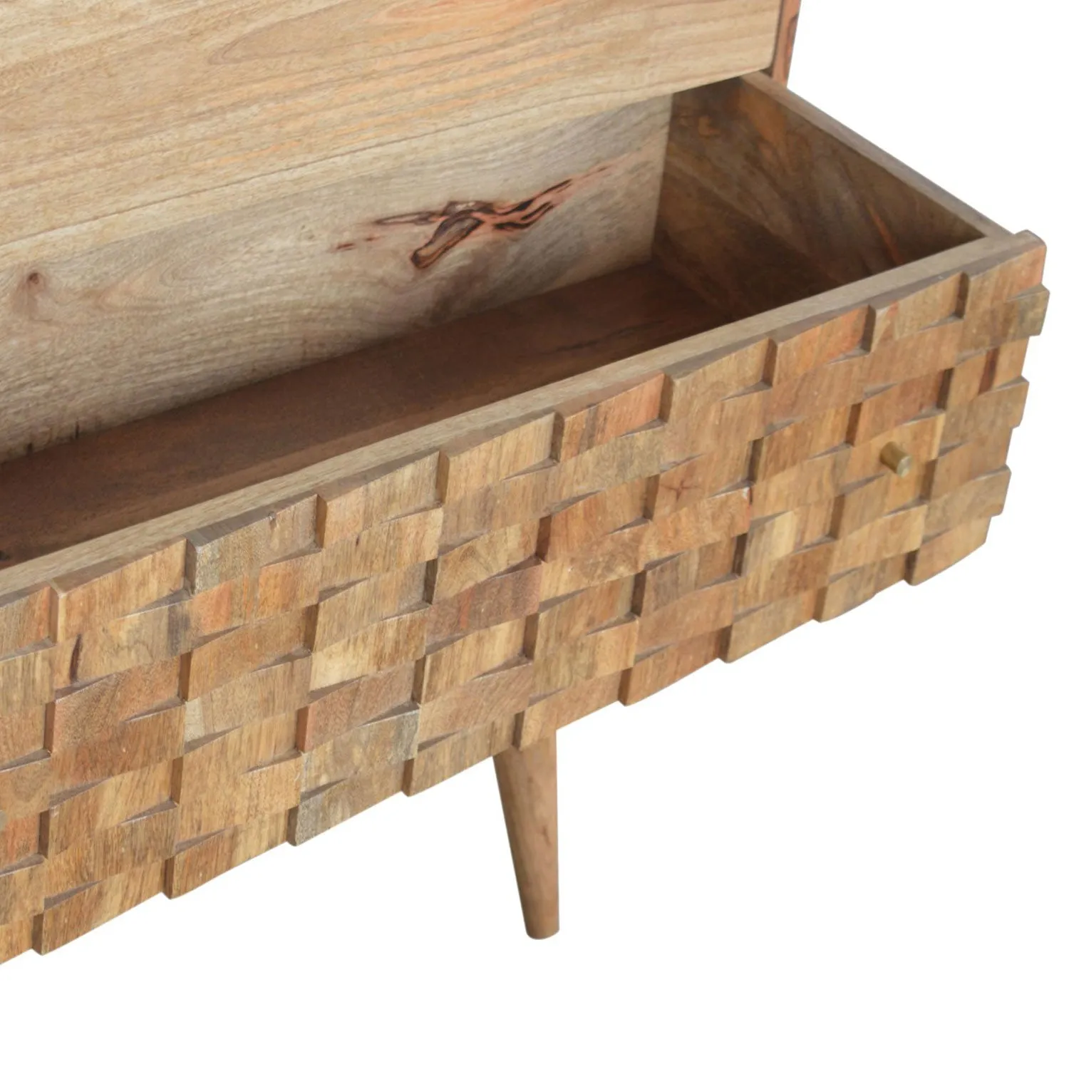 Bristol Oak Finish Carved 3 Chest Of Drawers