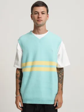 Brushed Stripe Knit Vest in Seafoam