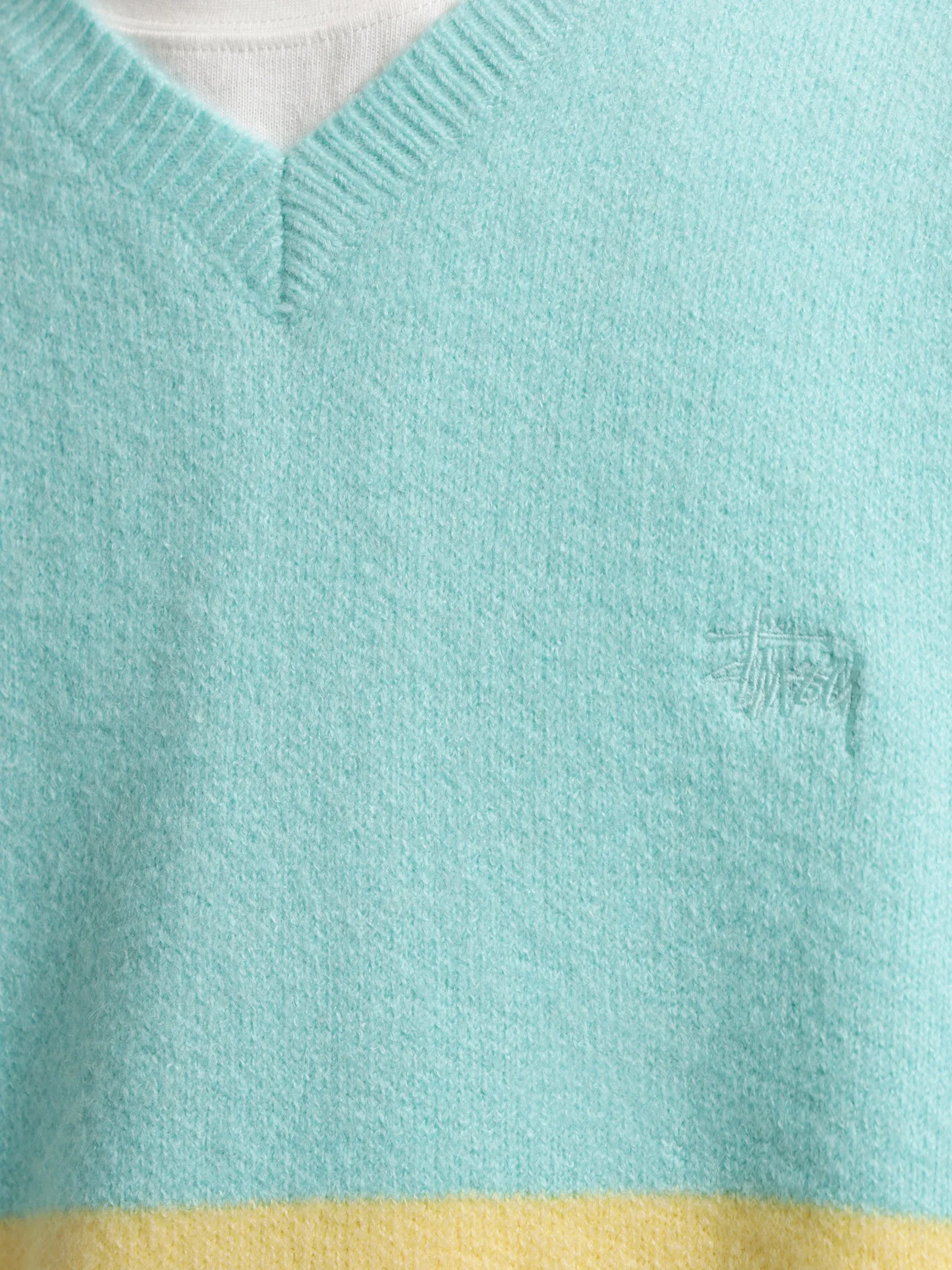 Brushed Stripe Knit Vest in Seafoam