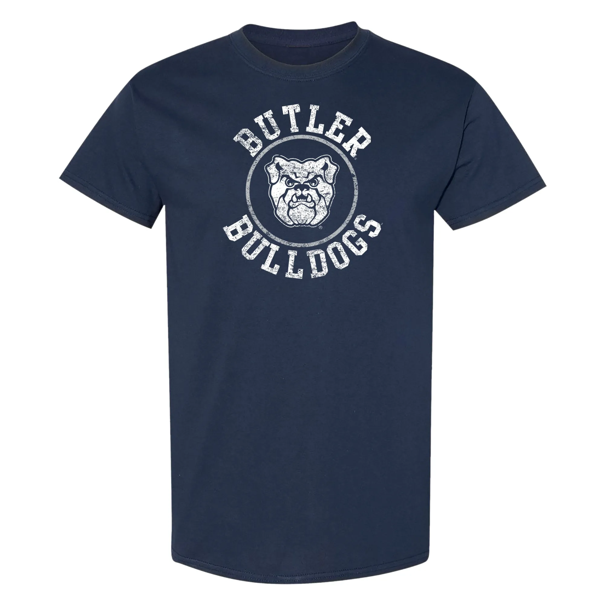 Butler University Bulldogs Distressed Circle Logo Short Sleeve T Shirt - Navy