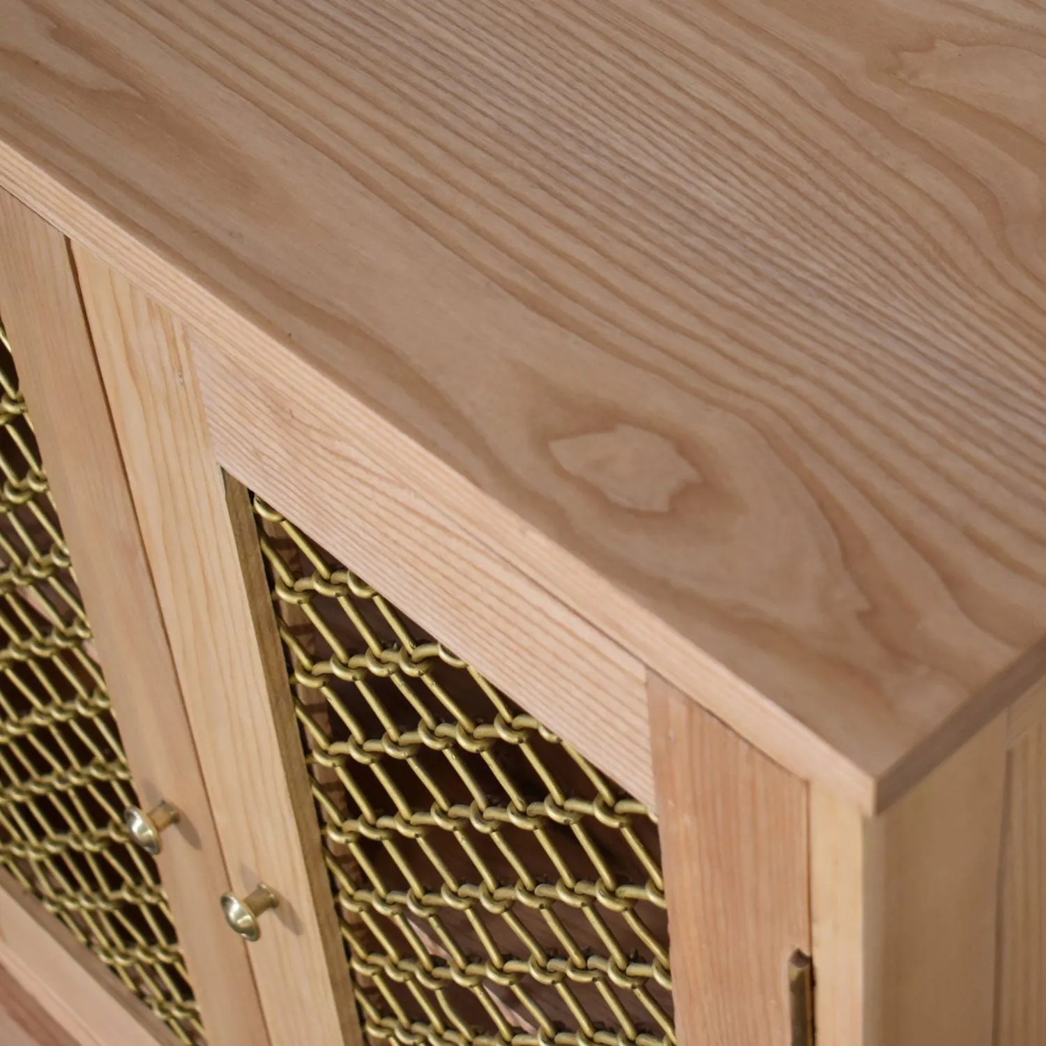 Caged Oak Finish 2 Doors Cabinet