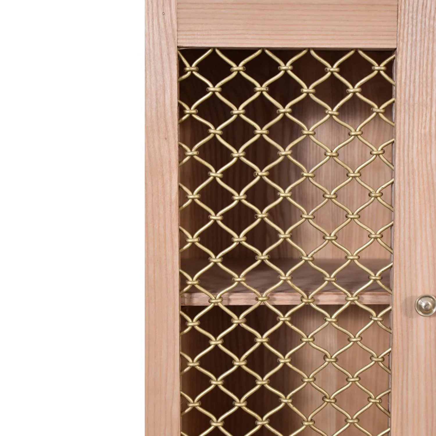 Caged Oak Finish 2 Doors Cabinet