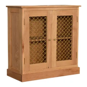 Caged Oak Finish 2 Doors Cabinet