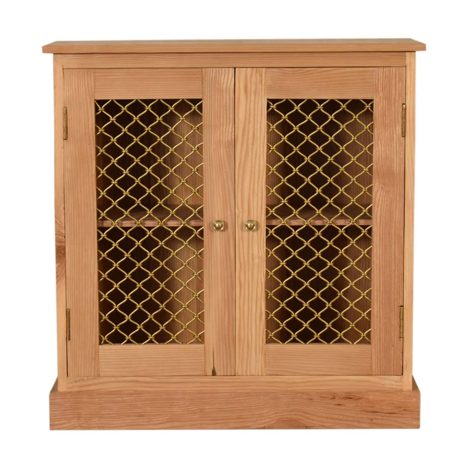 Caged Oak Finish 2 Doors Cabinet