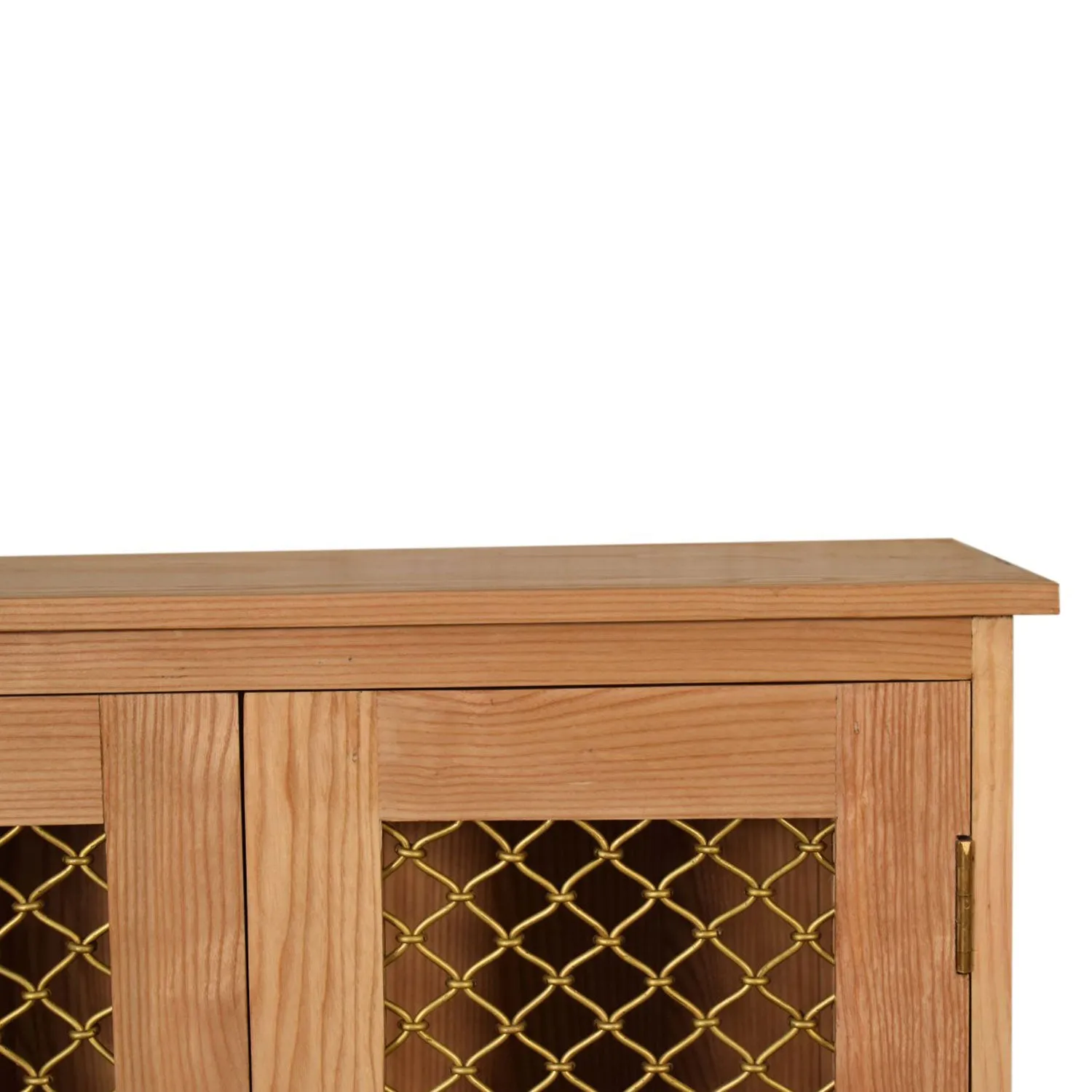 Caged Oak Finish 2 Doors Cabinet
