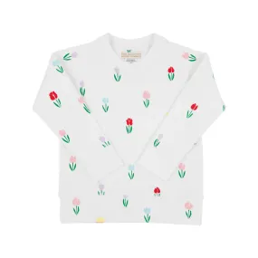 Cassidy Comfy Crewneck Girl, Travilah Tulip/Worth Avenue White