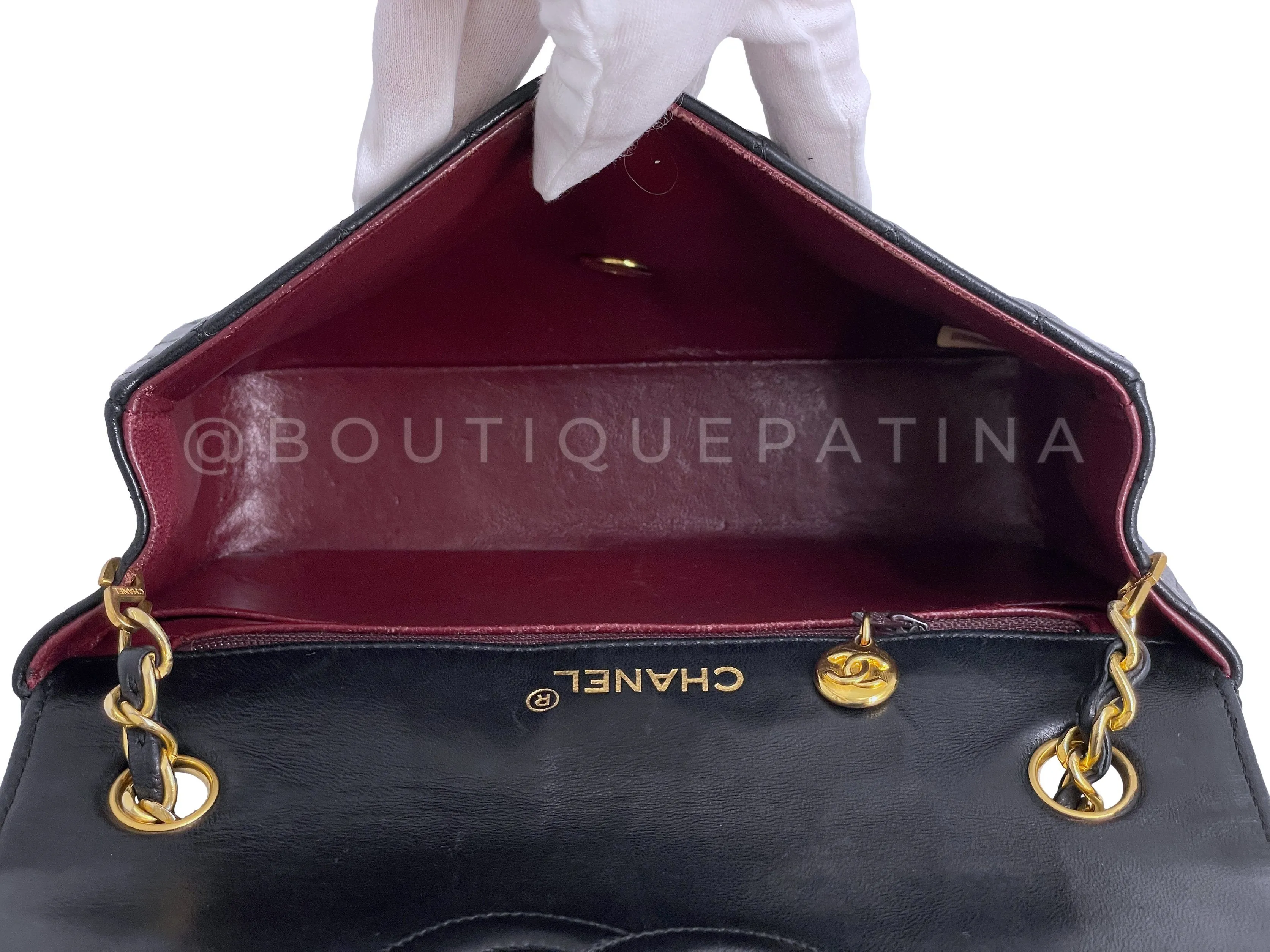 Chanel 1989 Vintage Black Curved Flap Bag 24k GHW Lambskin