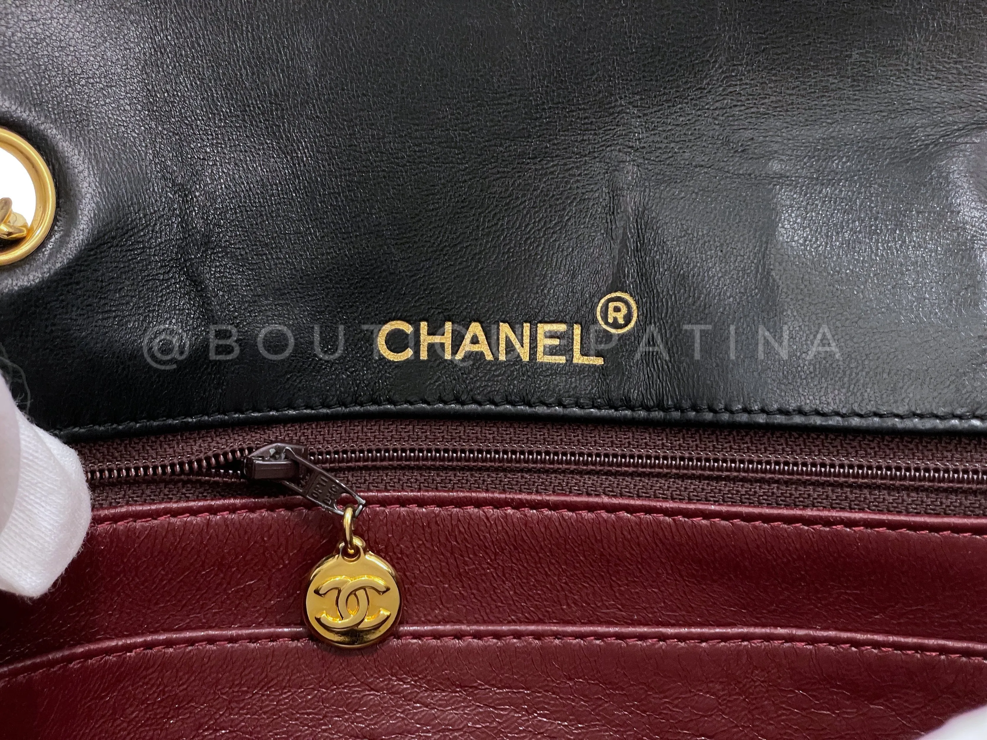 Chanel 1989 Vintage Black Curved Flap Bag 24k GHW Lambskin