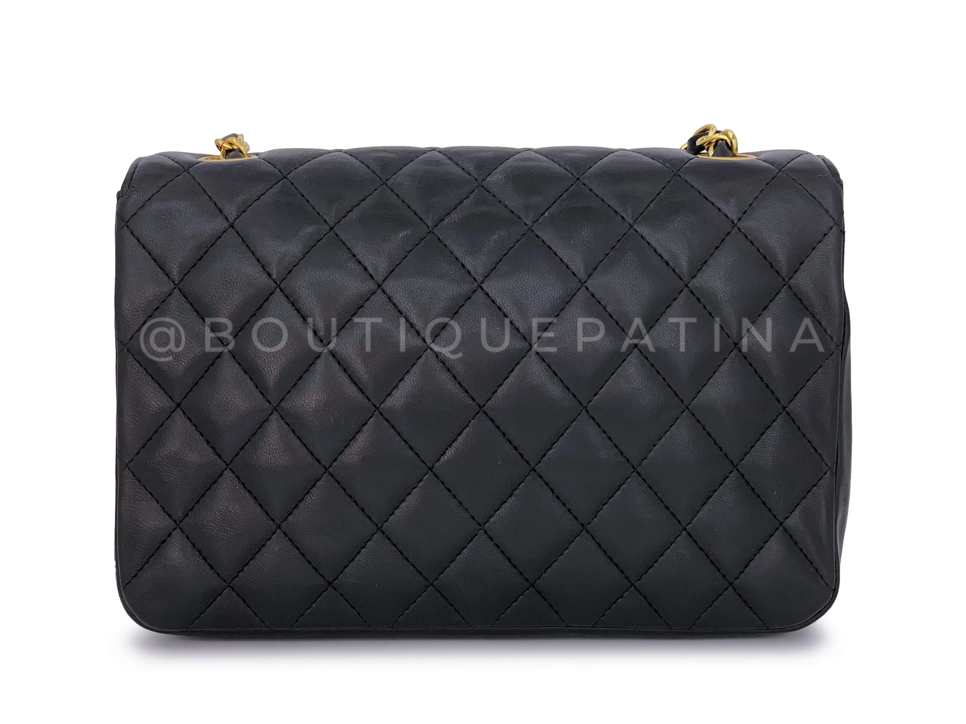 Chanel 1989 Vintage Black Curved Flap Bag 24k GHW Lambskin