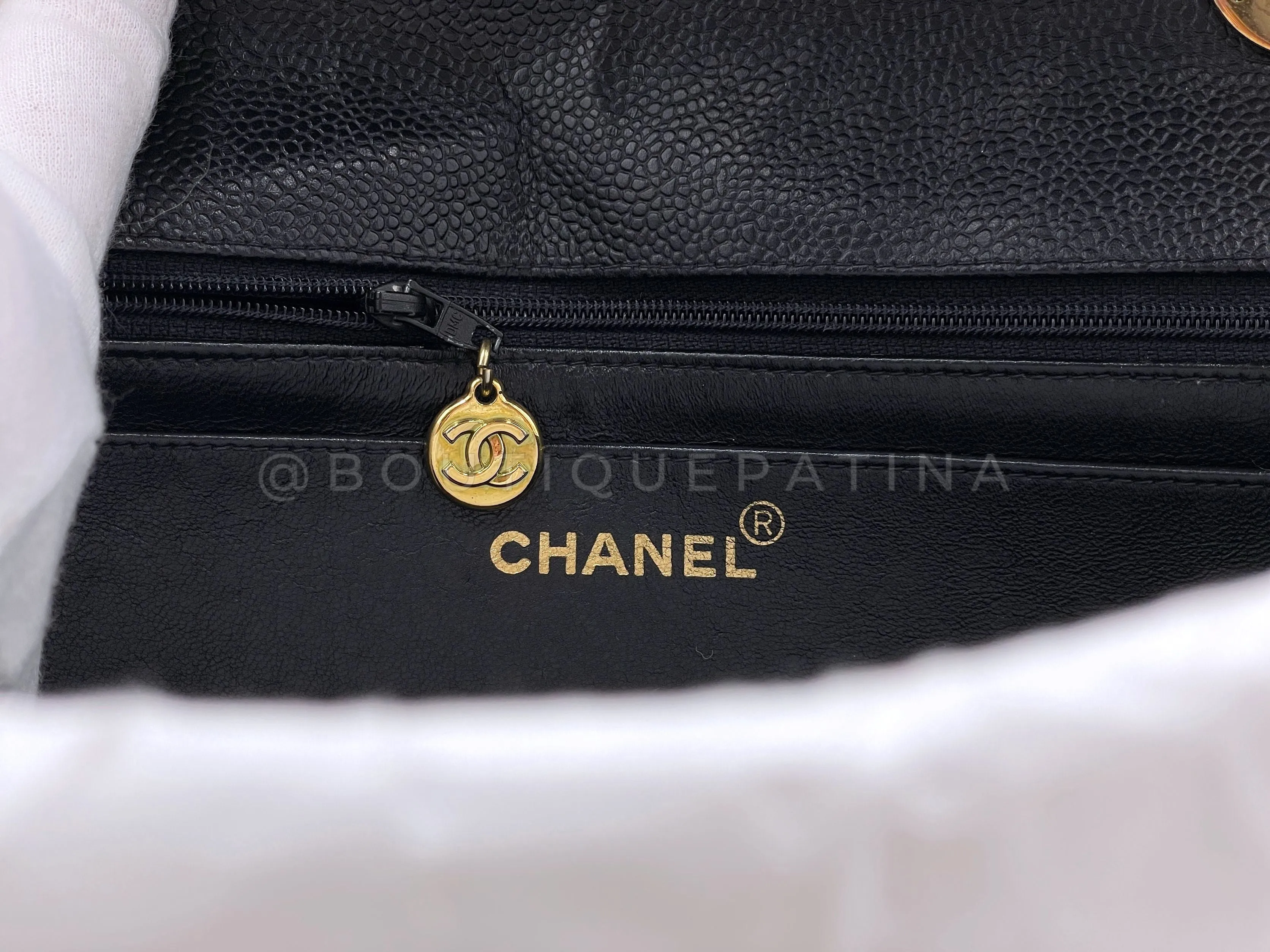 Chanel 1994 Vintage Black Caviar Jumbo Classic Flap Bag 24k GHW