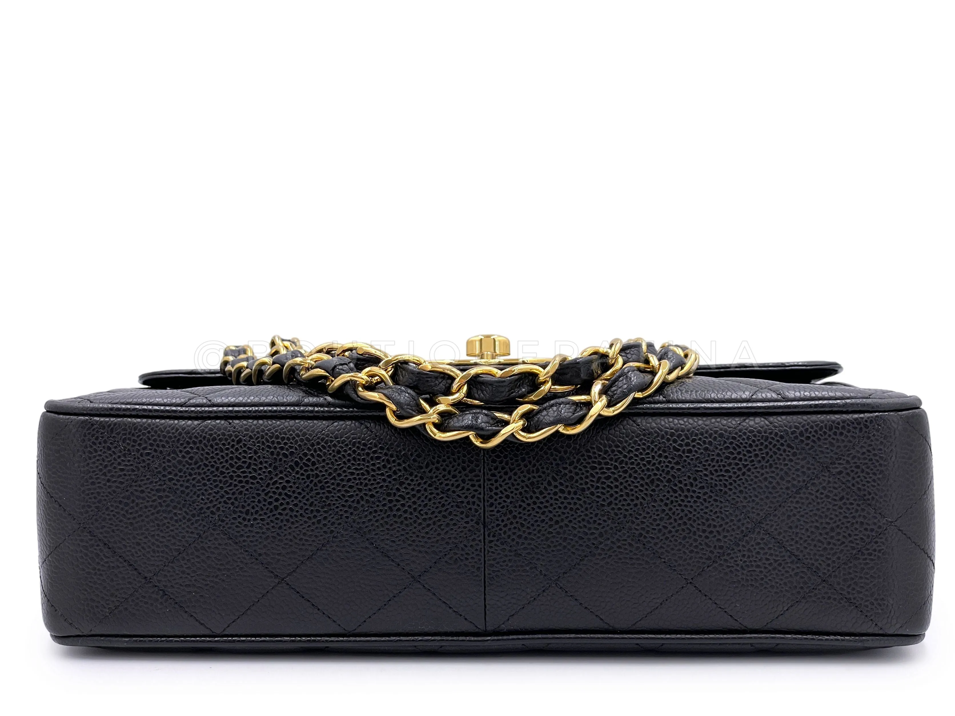 Chanel 1994 Vintage Black Caviar Jumbo Classic Flap Bag 24k GHW