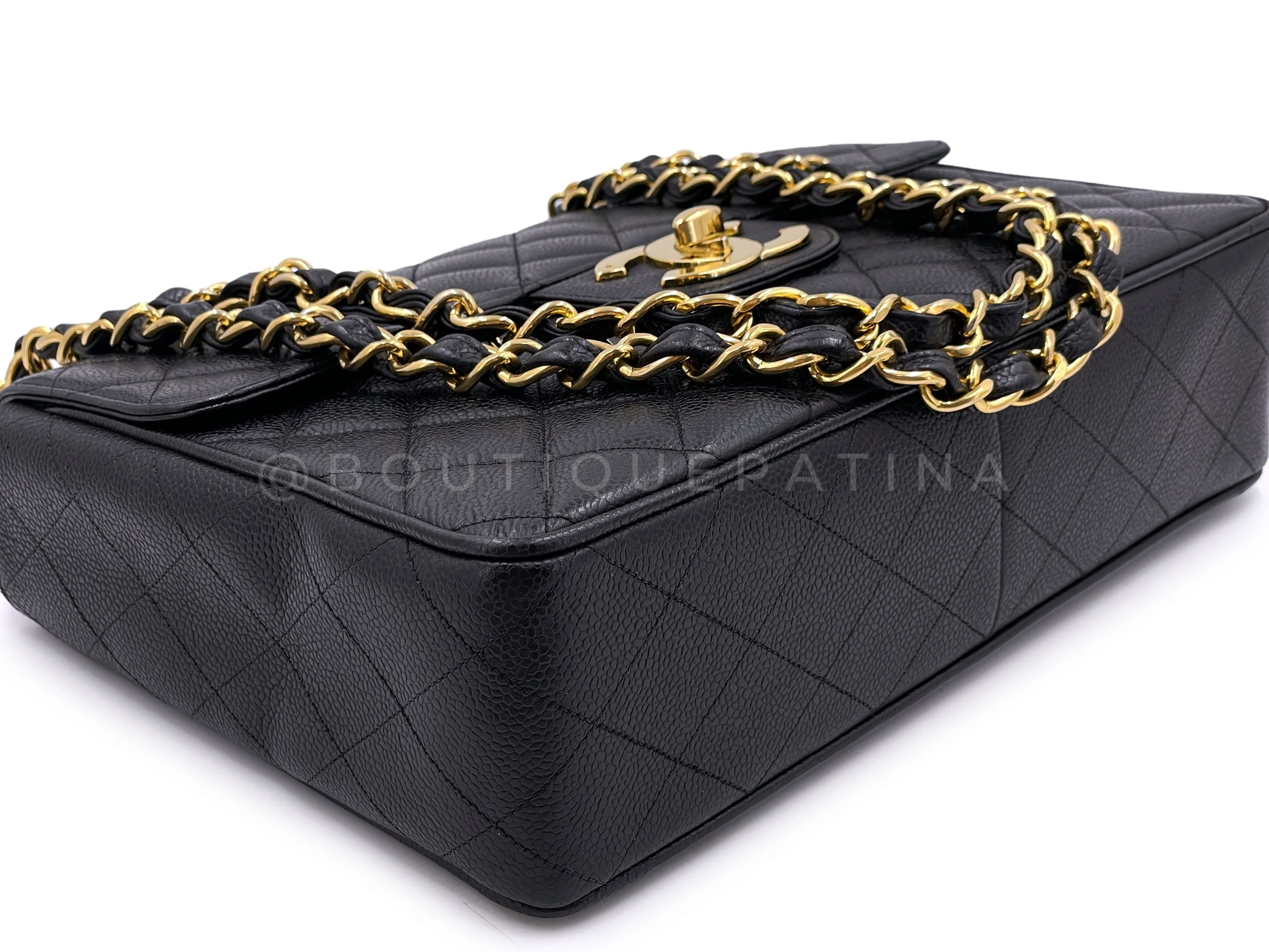 Chanel 1994 Vintage Black Caviar Jumbo Classic Flap Bag 24k GHW