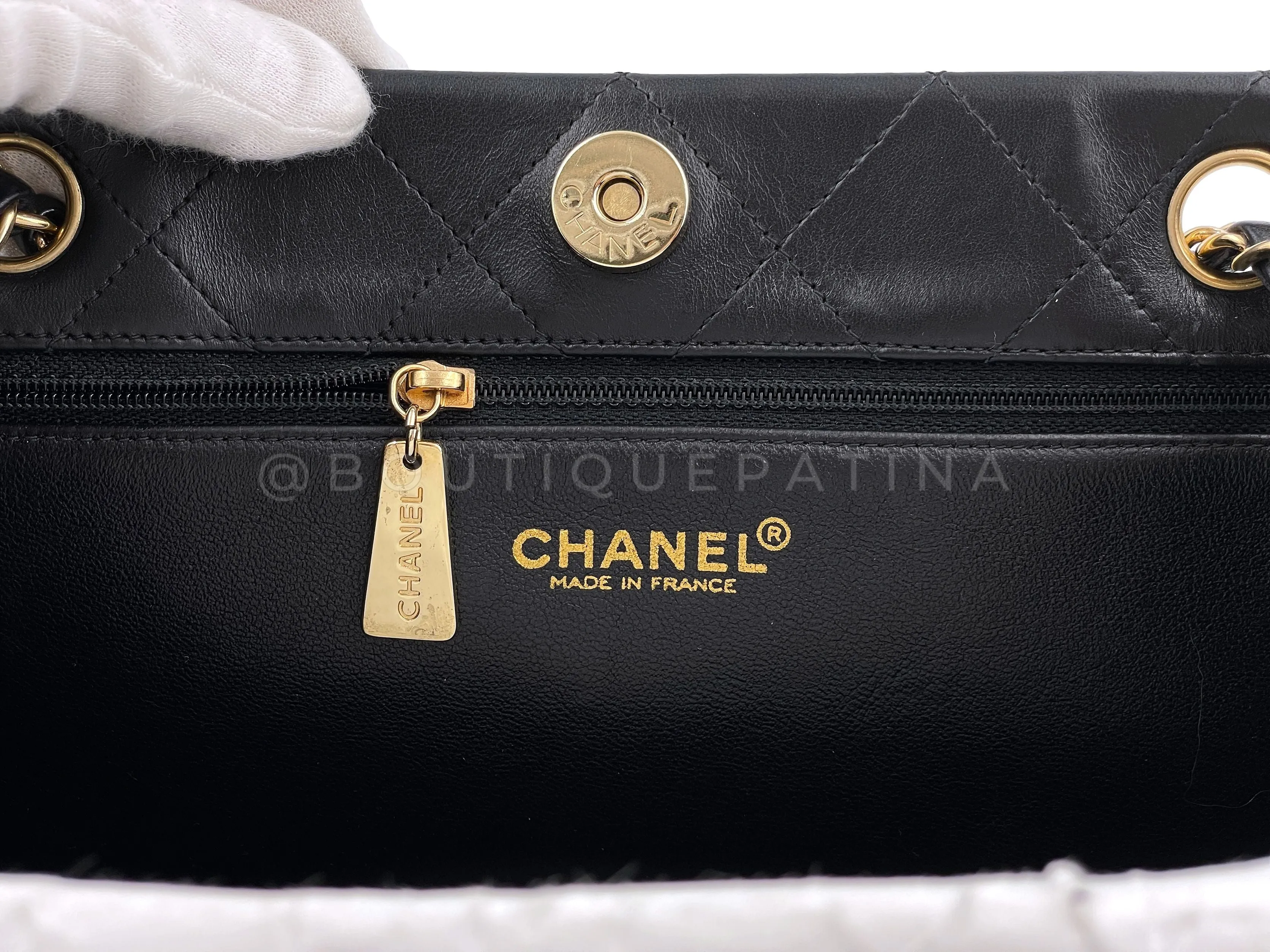 Chanel 1998 Vintage Black Lambskin Tote Bag 24k GHW