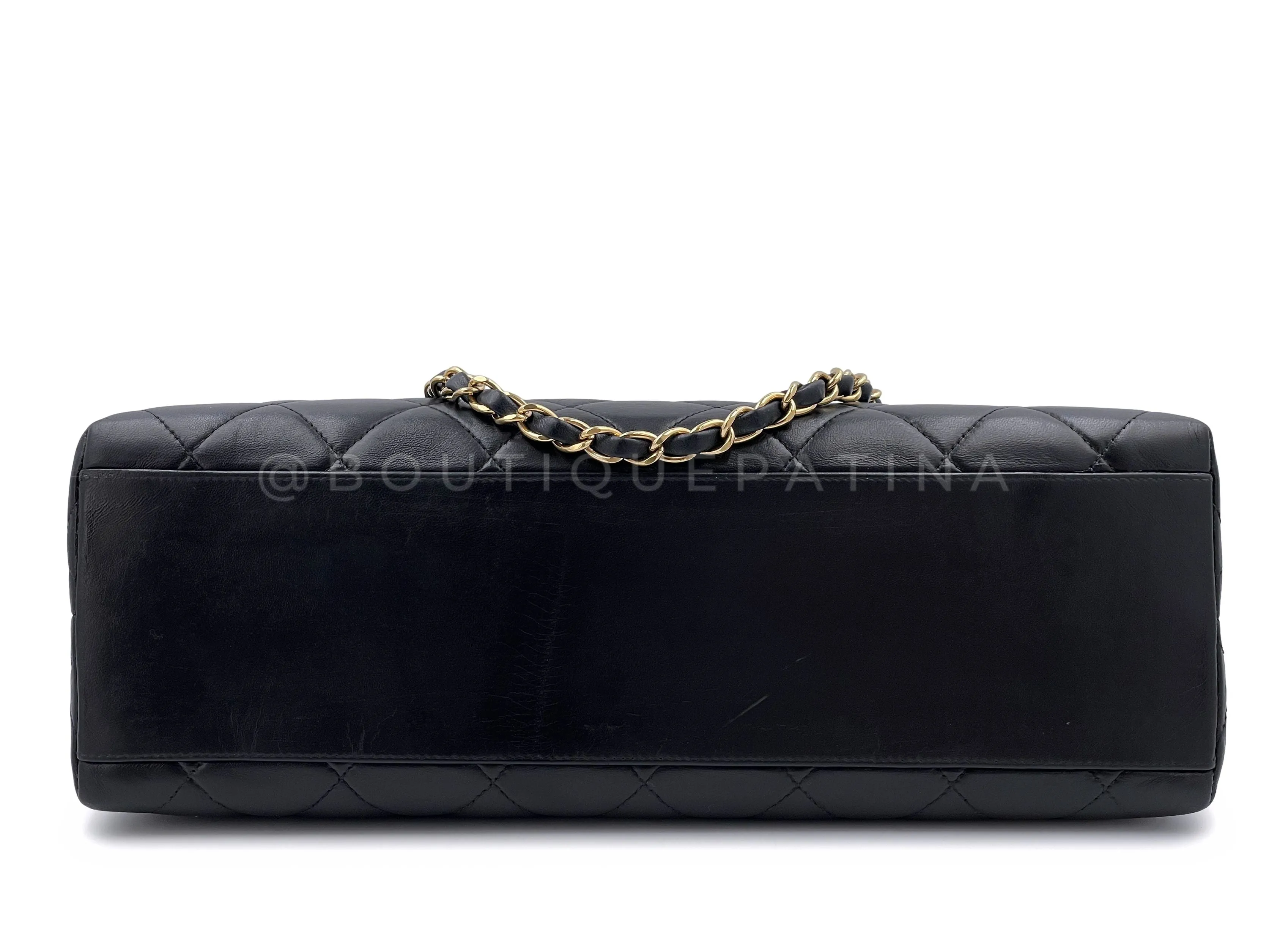 Chanel 1998 Vintage Black Lambskin Tote Bag 24k GHW