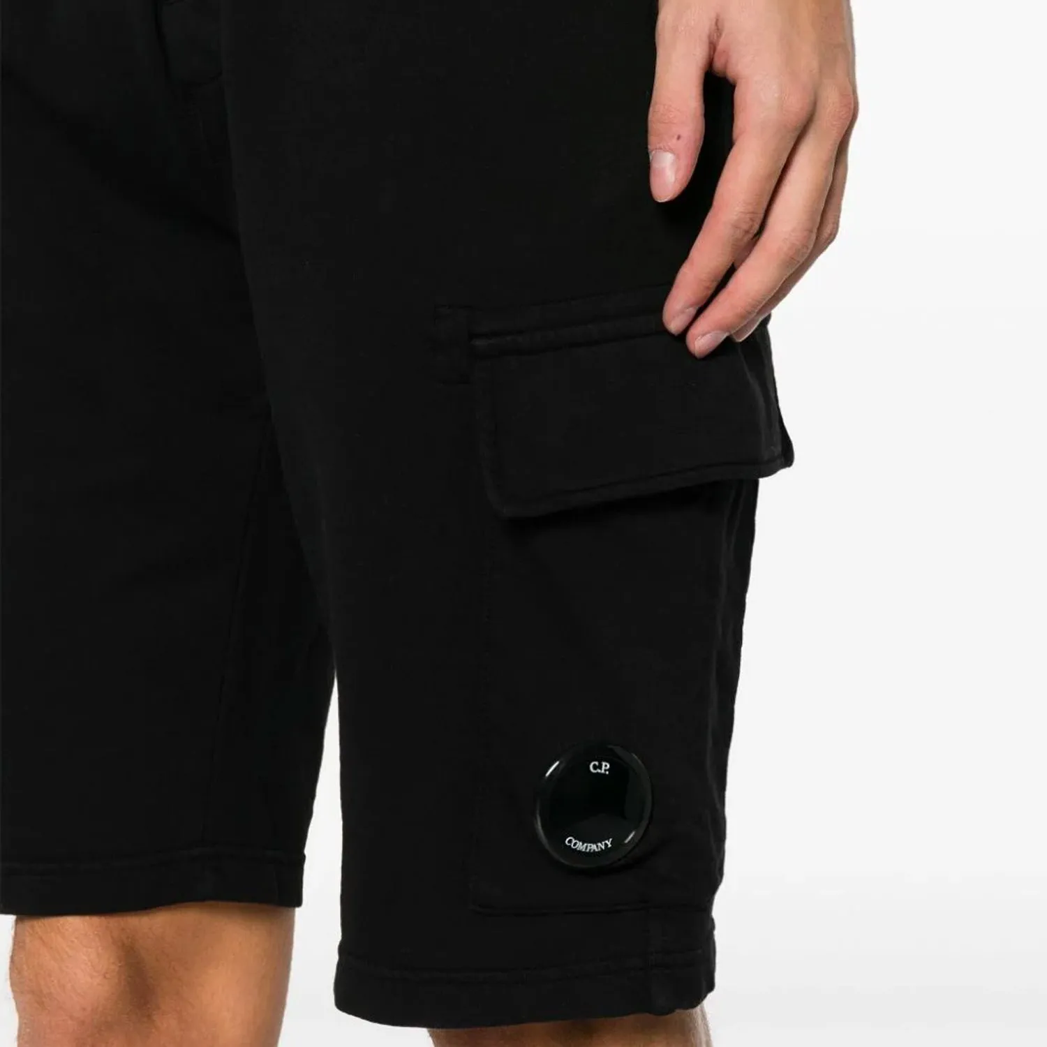 C.P. Company Light Fleece Utility Shorts Black