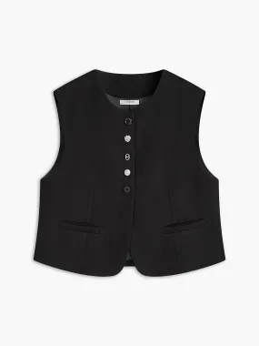 Crew Neck Irregular-Button Vest