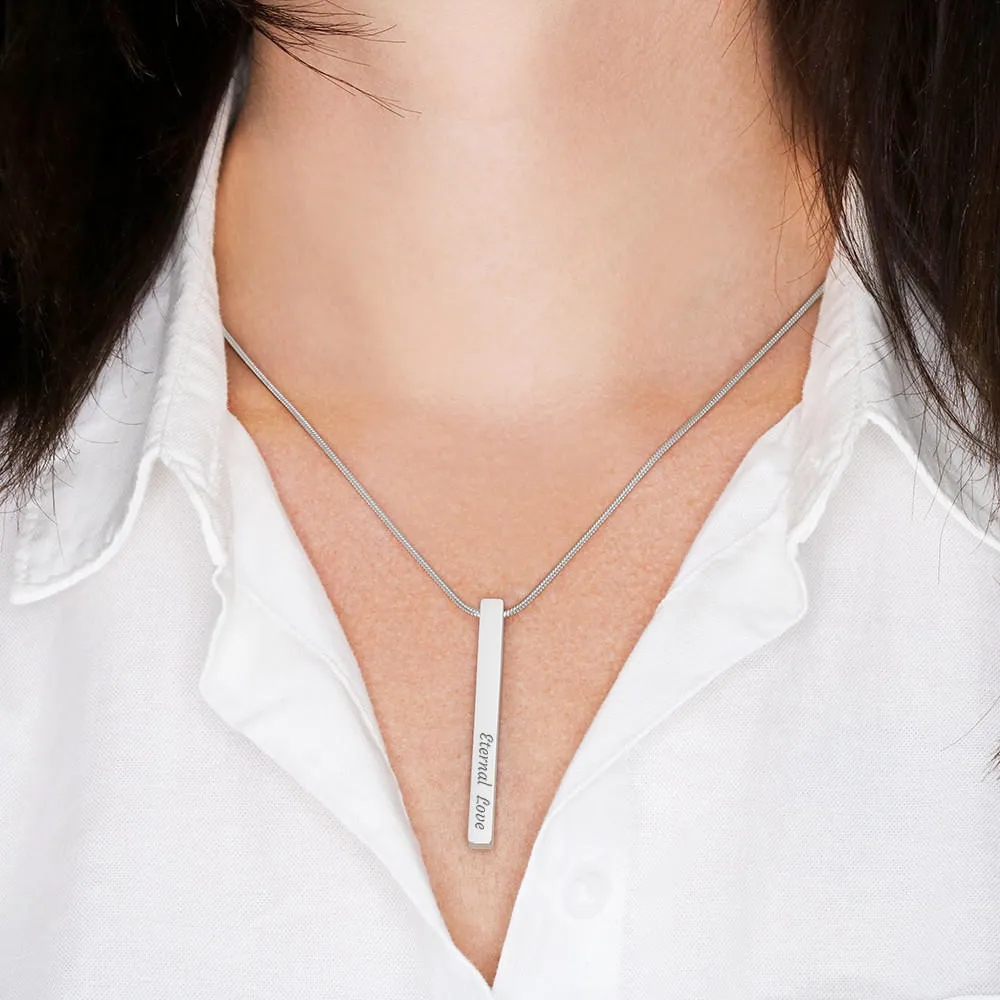 Dad To Daughter Custom Name Engraving Vertical Bar Necklace With Custom Photo Christmas Message Card Gift For Daughter