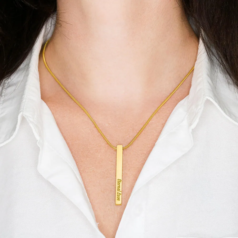 Dad To Daughter Custom Name Engraving Vertical Bar Necklace With Custom Photo Christmas Message Card Gift For Daughter