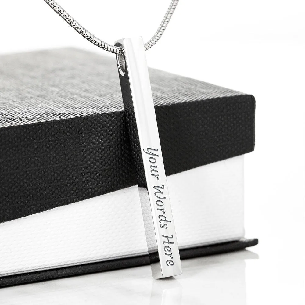 Dad To Daughter Custom Name Engraving Vertical Bar Necklace With Custom Photo Christmas Message Card Gift For Daughter