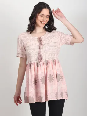 Daphne pink hand block printed Top