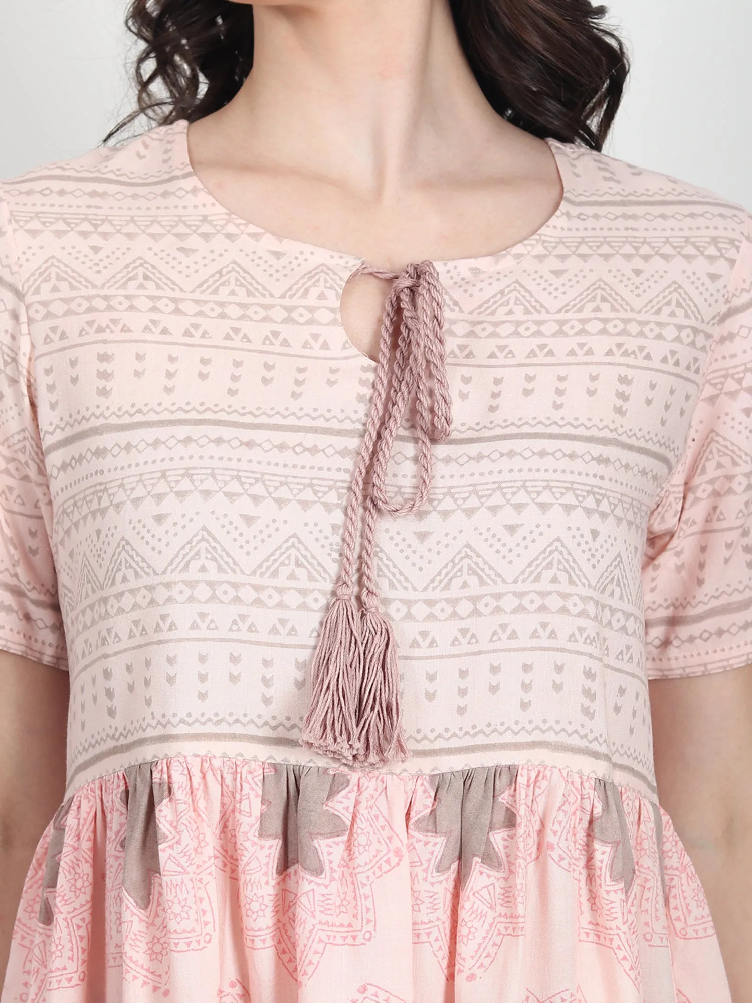 Daphne pink hand block printed Top