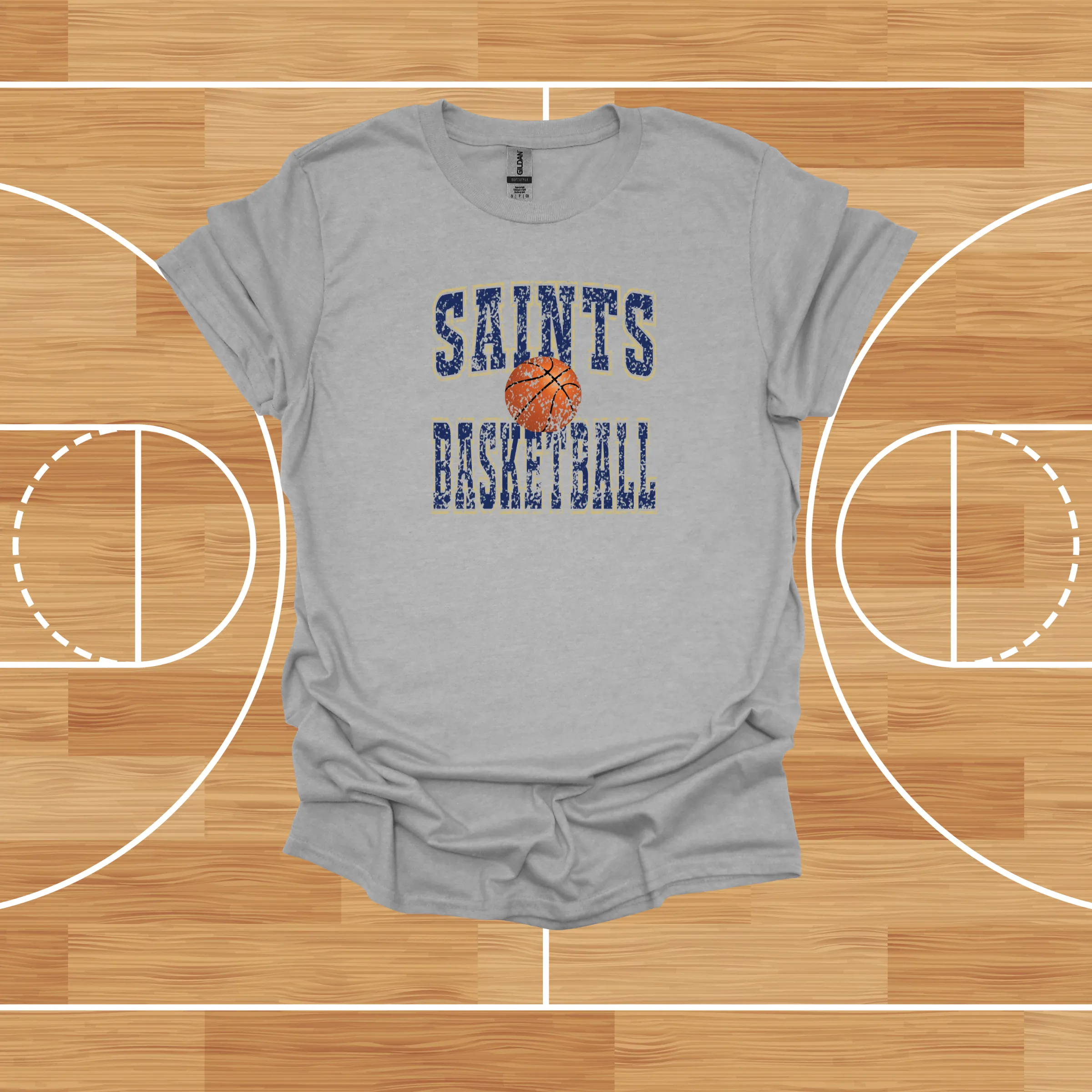 Distressed Saints Basketball Tee