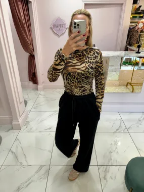 Edith Leopard Mesh long Sleeve Top