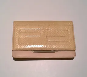 Fendi Tube Shell Pink Elaphe Bag Chain Clutch